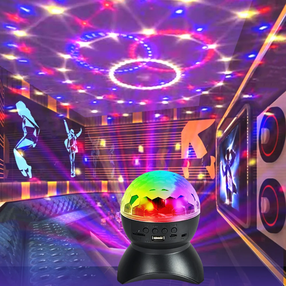 DJ 스피커 디스코 볼 무선 블루투스 음악 회전 스탠드 RGB 주파수 플래시 레이저 프로젝터 충전 파티 램프