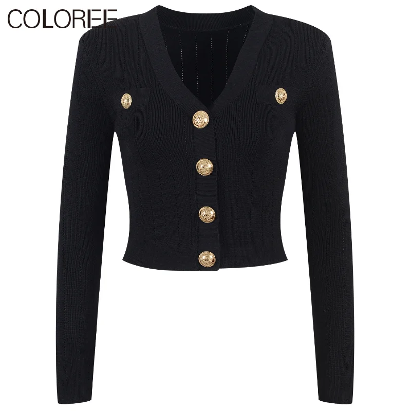 

White Black Knitted Sweaters for Women 2023 Autumn Winter Luxury V-neck Long Sleeve Top Mujer Korean Fashion Knit Cardigan Femme