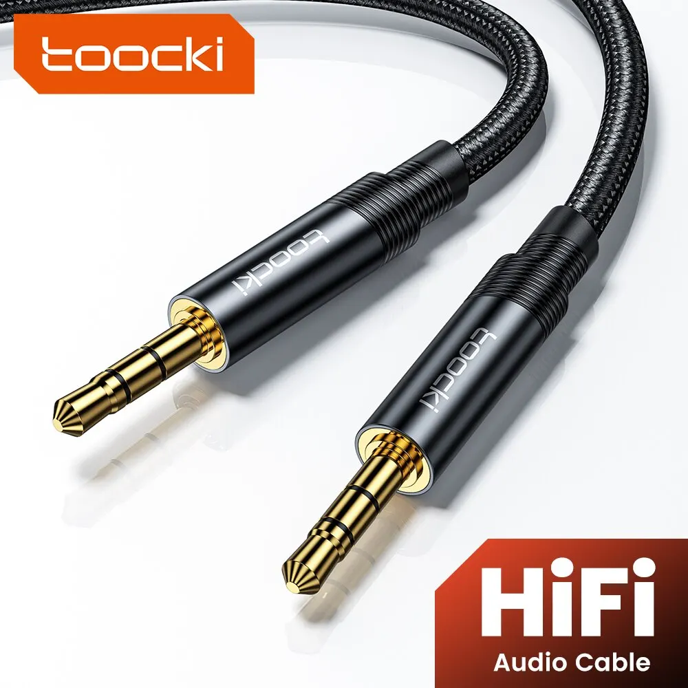 Cavo Audio Aux 3.5 Mm Maschio-Maschio 1,5 M - Intrecciato In Cotone Nero, Jack Placcato Oro Per Smartphone, Auto, Cuffie