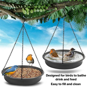 Hanging Bird Bathtub Bird Feeding Dish Tray Platform Feeder Bird Water Bowl Bird Bath for Outdoor Patio Parrot Tree Decorations 4