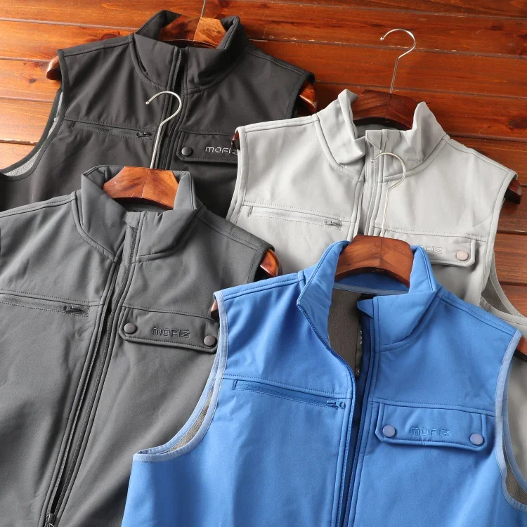 Outdoor Golf Vest Men Lightweight Softshell Fleece-Lined Vest Windproof Sleeveless Jacket for Travel Hiking Running Sports Vests