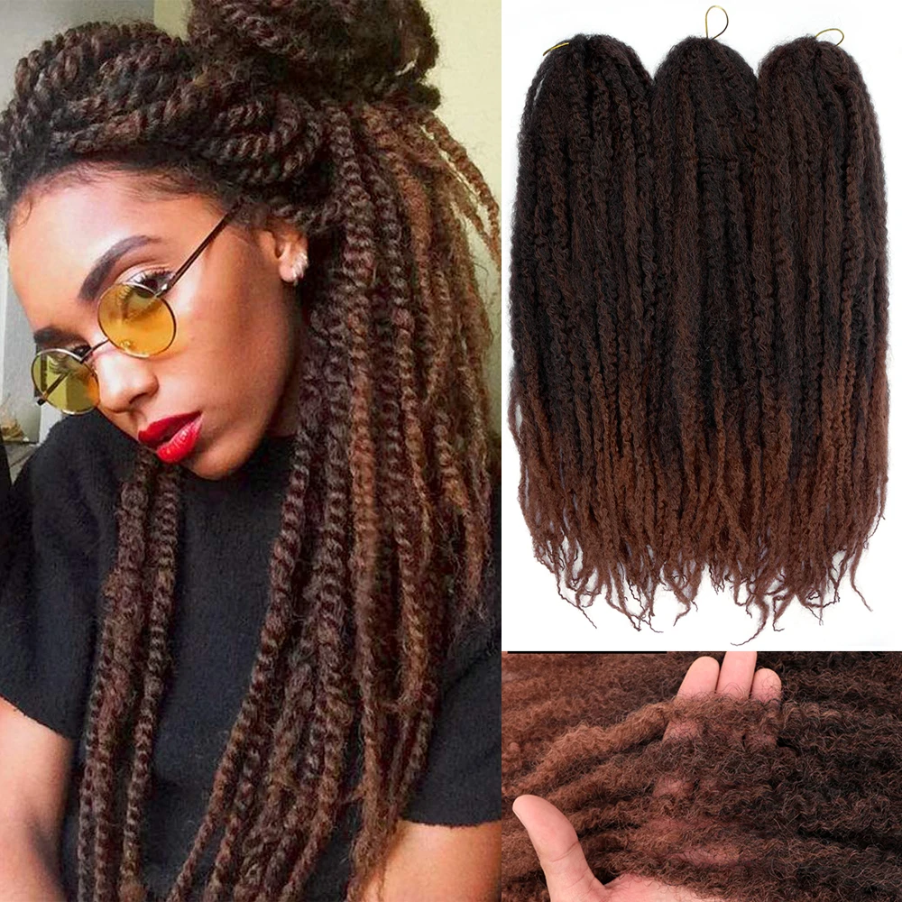 24" Marley Hair For Braids Afro Kinky Marley Braid Hair Kanekalon Synthetic Bob Marley Ombre Braiding Hair Extensions Easy Braid