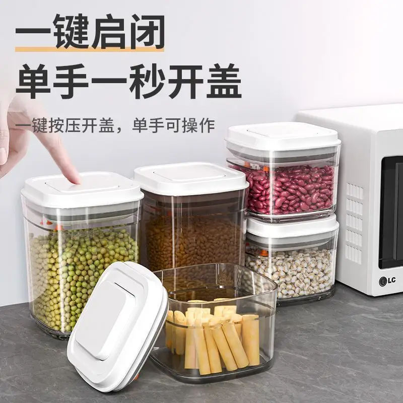 

Food Storage Container Push Refrigerator Noodle Box Multigrain Storage Tank Transparent Airtight Tank Storage Bottle with Lid