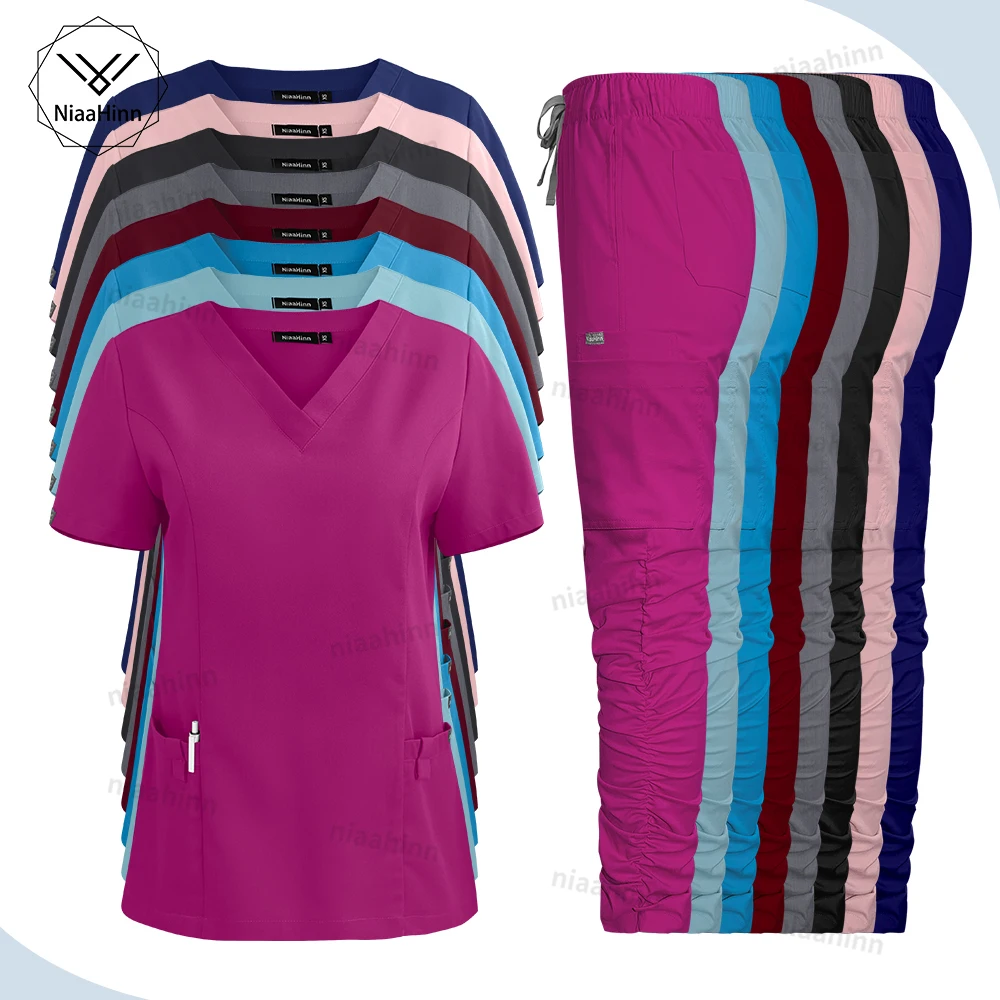 

Wholesale Breathable Scrub Sets Nursing Uniforms Hospital Scrubs Sets Medical Surgical Gowns High Quality Beauty Spa Uniform Set