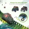 156pcs Dinosaur Railway Car Track Toy Set DIY Assemble Road Race Set with Flexible Track Dinosaur Toys Bridge Ramps Toys for Kid 4