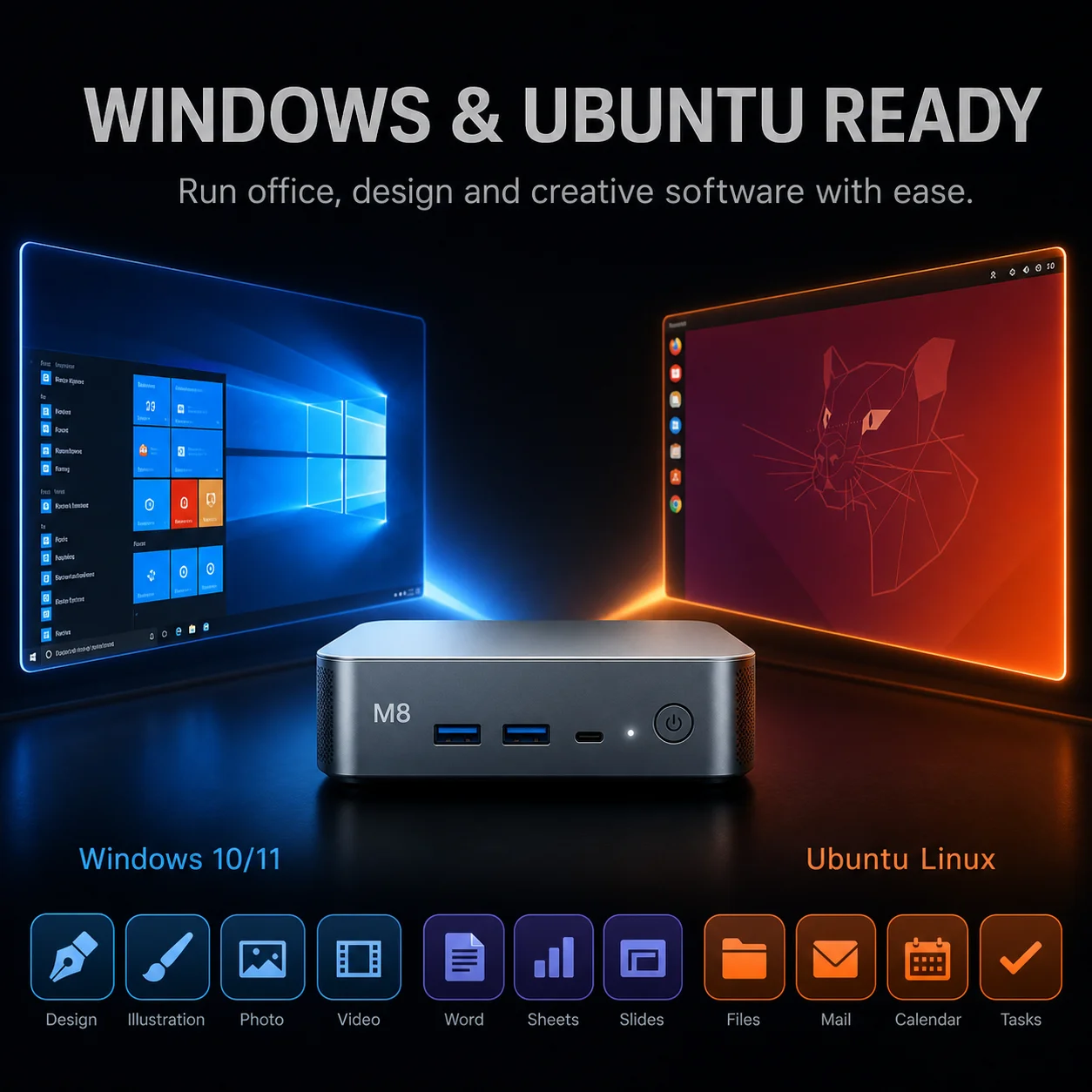 Ninkear M8 Mini PC AMD Ryzen 7 8745HS, Radeon 780M Graphics, 16GB DDR5 1TB SSD, 8K or Triple 4K Display, USB-C, USB 3.2, HDMI, DP 2.0, 2.5G LAN, WiFi 6, Windows 11 Pro