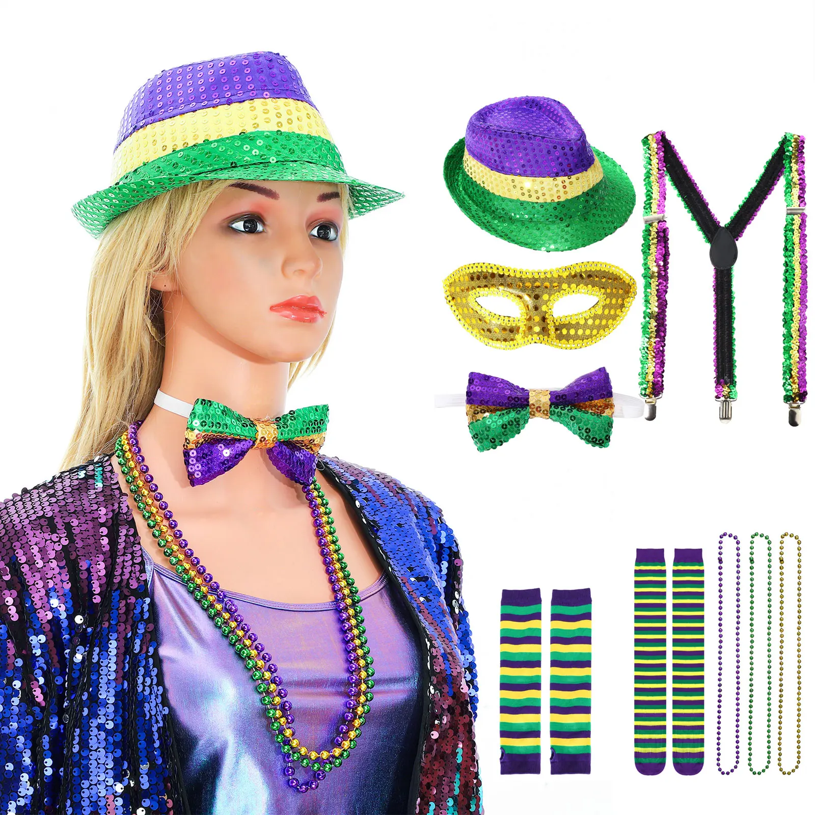 

Unisex Stage Performence Costume Series Accessorie Carnival Cosplay Prom Party Shiny Sequins Latin Jazz Dance Apparel Accessorie