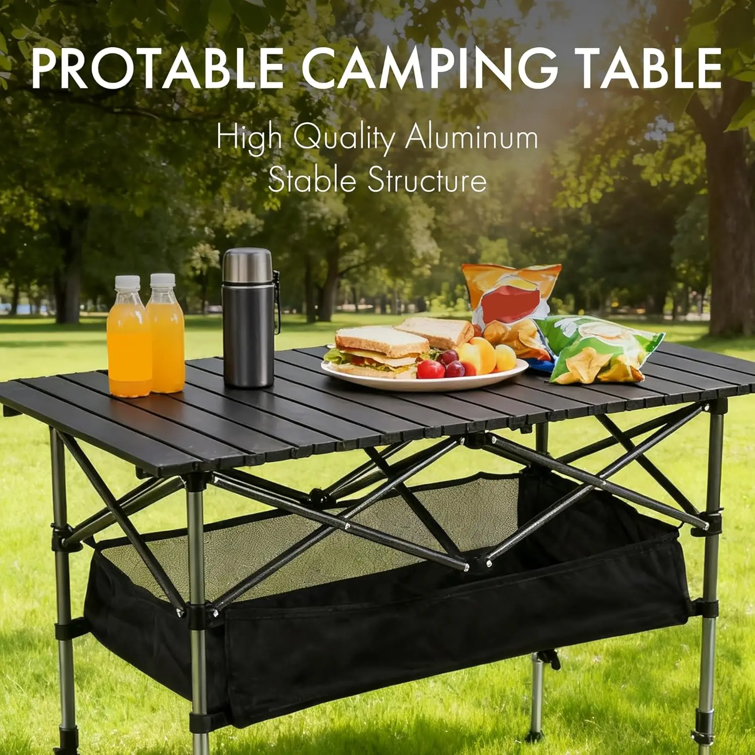 Portable Folding Camping Table | Lightweight Roll-Up Outdoor Picnic & BBQ Table with Carrying Bag 2