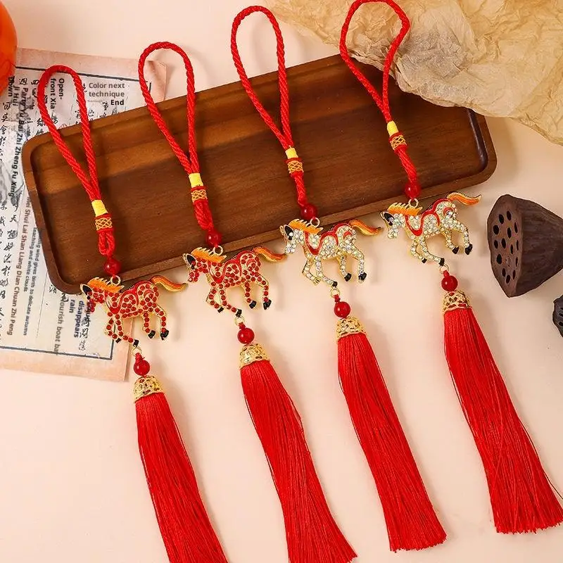 2026 Year Of Horse Wall Hanging Car Ornament Chinese New Year Red Gold Pendant Lucky Decora Housewarming Gifts