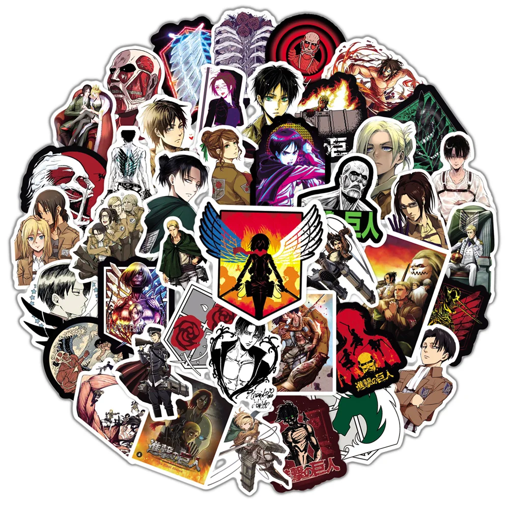 

10/30/50pcs Cartoon Attack On Titan Stickers For Luggage Laptop Ipad Skateboard Water Cup Notebook Diy Stickers Wholesale