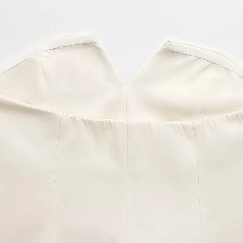 Elegante top corto con hombros descubiertos para mujer, liso, sin espalda, con cremallera, tipo tubo, para oficina, verano 2025