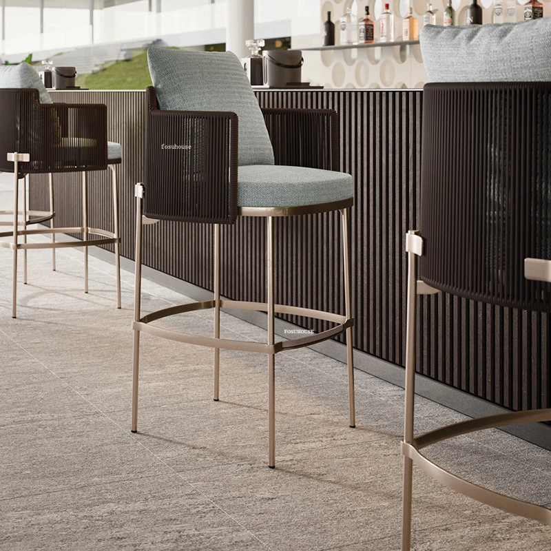 Nordic Rattan Weaving Garden Table And Chair Set Terrace Outdoor Rattan Garden Furniture Outdoor Designer Villa Leisure Chairs