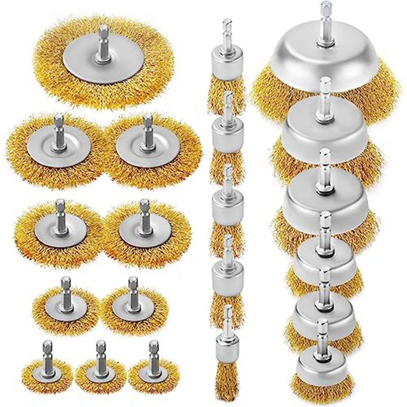 

Drill Wire Brush Wire Brush Drill Set 21 Pieces, Drill Bit 1/4In Hex Shank,Wire Brush For Drill Rust Removal, Wire Brush