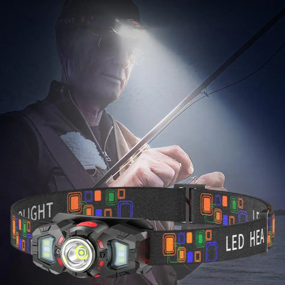 Outdoor Headlamp Motion Sensor Inductive Floodlight Fishing Headlamp Multifunction Waterproof Portable Lamp Mini Camping J1I9