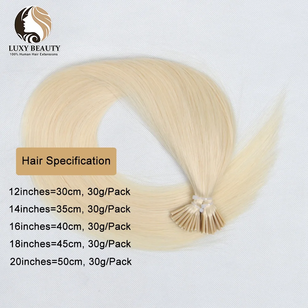 Straight I Tip Micro Bead Human Hair Extensions Blonde Pre Bonded Micro Links Real Human Hair Extension For Salon 50strands/pack