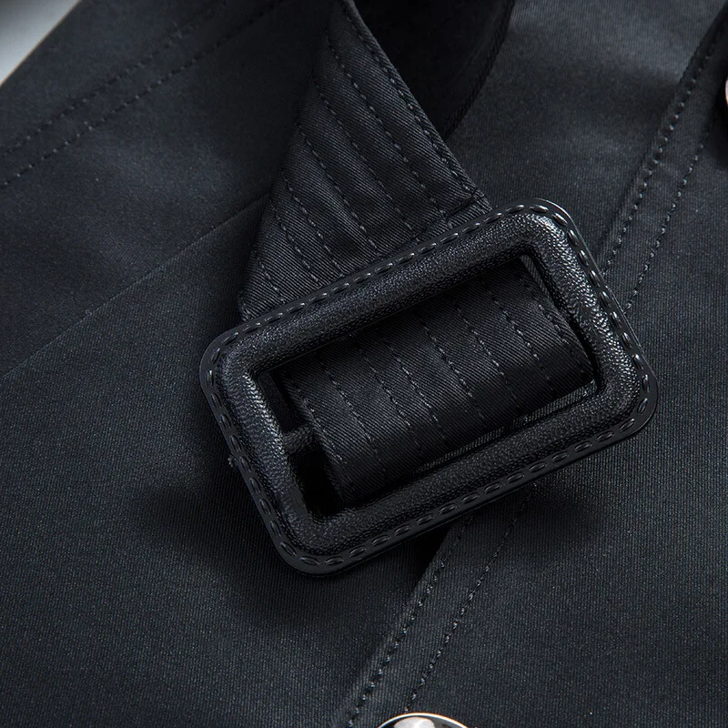Men's Windbreaker Spring and Autumn Mid-length Middle-aged Men's British Casual Coat Business European and American Black Coat