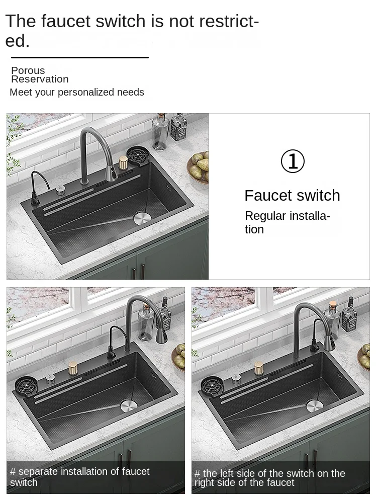 Undercounter sink Feiyu Cabinet built-in kitchen large single sink 304 stainless steel Feiyu waterfall washbasin