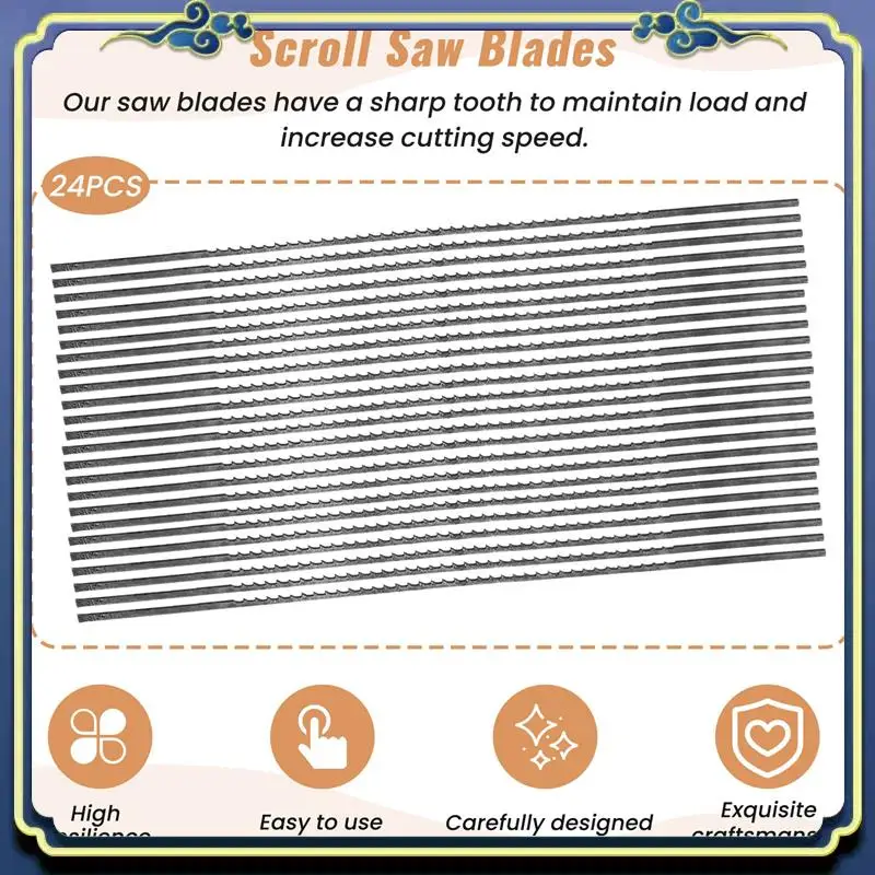 Latest Scroll Saw Blades Plain End 5 Inch 24PCS 12 TPI Regular Tooth For Woodworking DIY