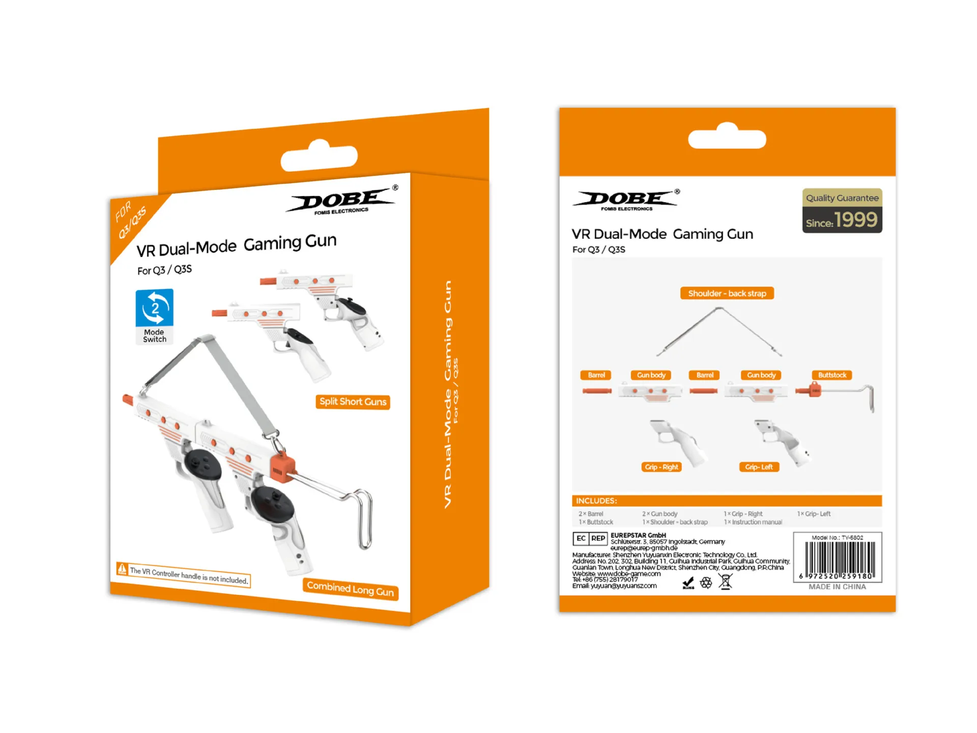 TY-5802 For Meta Quest 3S VR controller stock for Meta Quest 3 shooting game machine Rifle GunStock Magnet Mount Reload