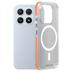 Premium LeReach Magnetic Case with 3D Anti - Slip Grips and Frosted Magsafe Back Cover Protection - Xiaomi 17 (Mag Orange)