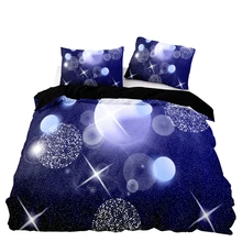 Shinny estrela jogo de cama 2/3 pces, pontos brancos bola padrão capa edredão com fronha, popular azul euro conjunto para rainha tamanho duplo