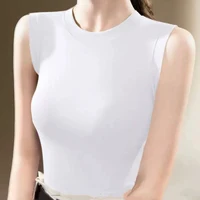 1pcs Spring Summer Women Knitted Tank Tops Girl Thin Tops Lady Basic Casual Tank Tops Round Collar Tees Sleeveless Top M~3XL - Image 5