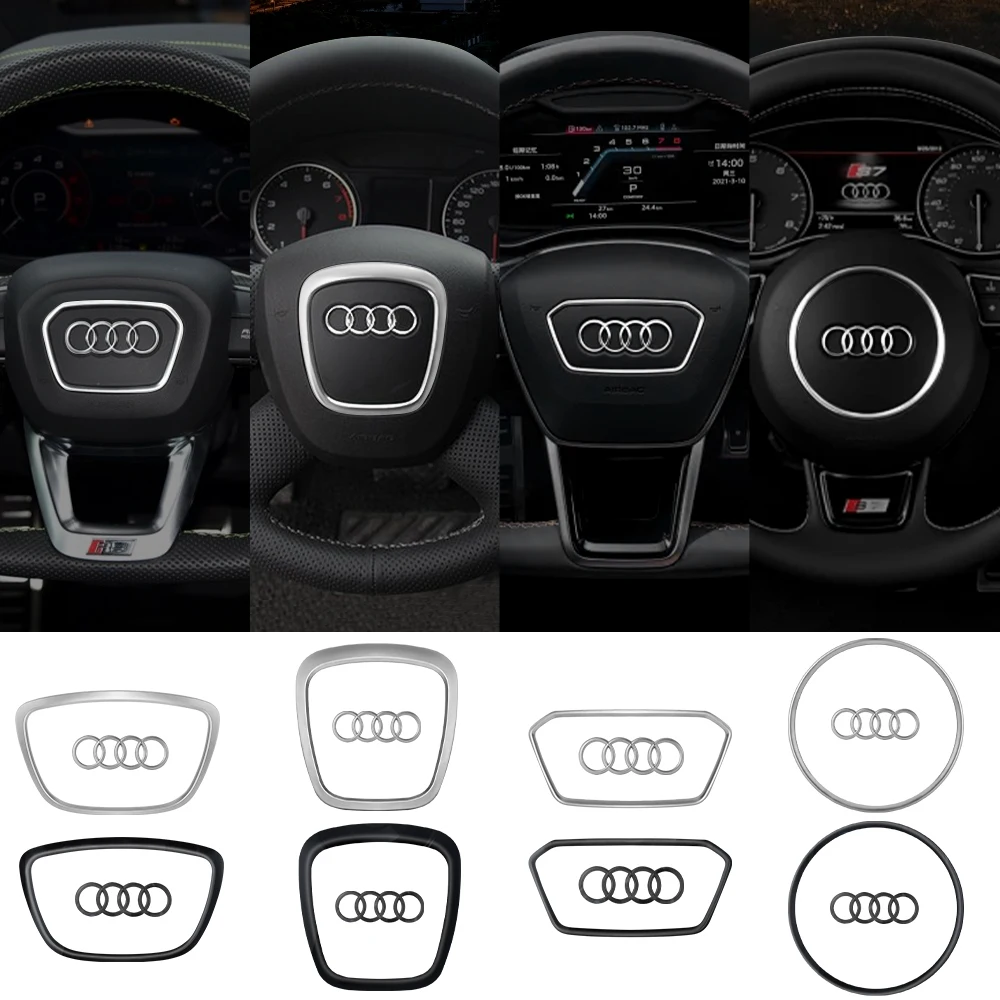 1 Stück Auto-Lenkrad-Mittellogo-Abdeckungen Aufkleber Dekoration für Audi A4L A6L A5 A8L A3 A7 Q3 Q6 Q8 SQ5 Q5L Q7 Q5 E-TRON A8 A7L