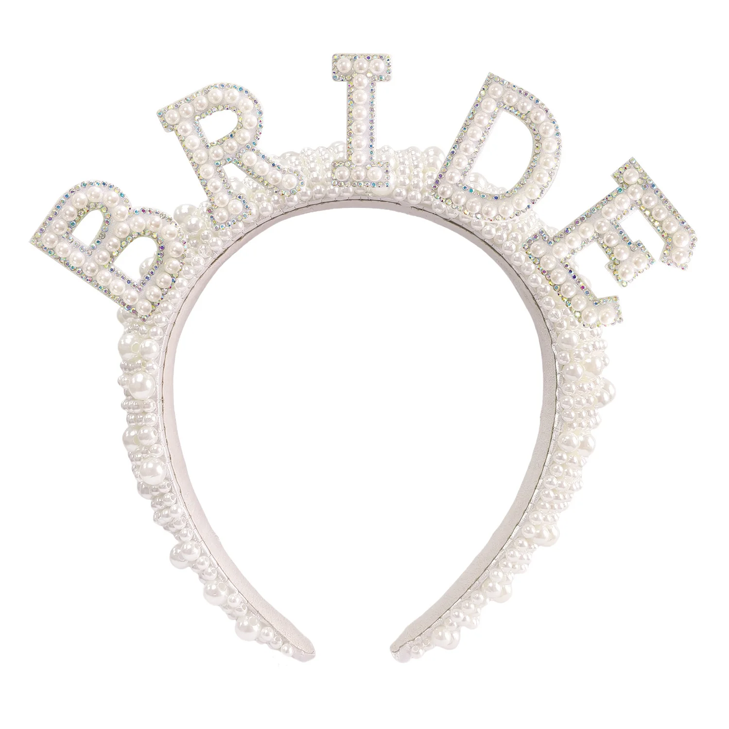 Perlenbraut Stirnband Schleier Weiße Perle Braut Haarband Krone Brautparty Dekoration Braut zu sein Bachelorette Junggesellinnenabschied Zubehör – Detail 6