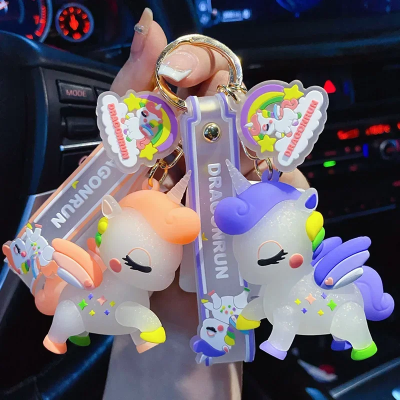 Cute Unicorn Foal Keychain Fashion Cartoon Rainbow Horse Keyring Creative Key Chain Gift Wholesale for Car Key Women Bag Pendant