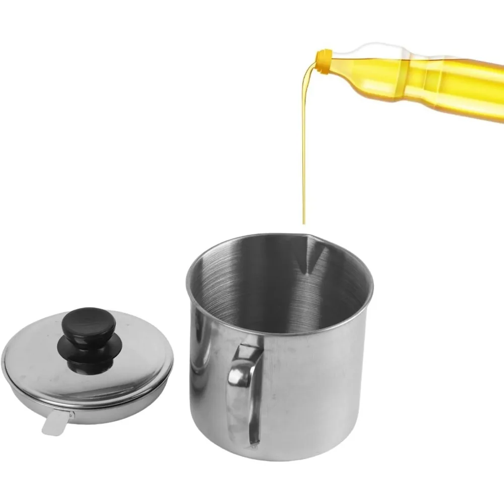 Bacon Grease Container Kitchen Oil Container Can Strainer Store Meat Frying Oil Cooking Grease Storage oil container food storage container