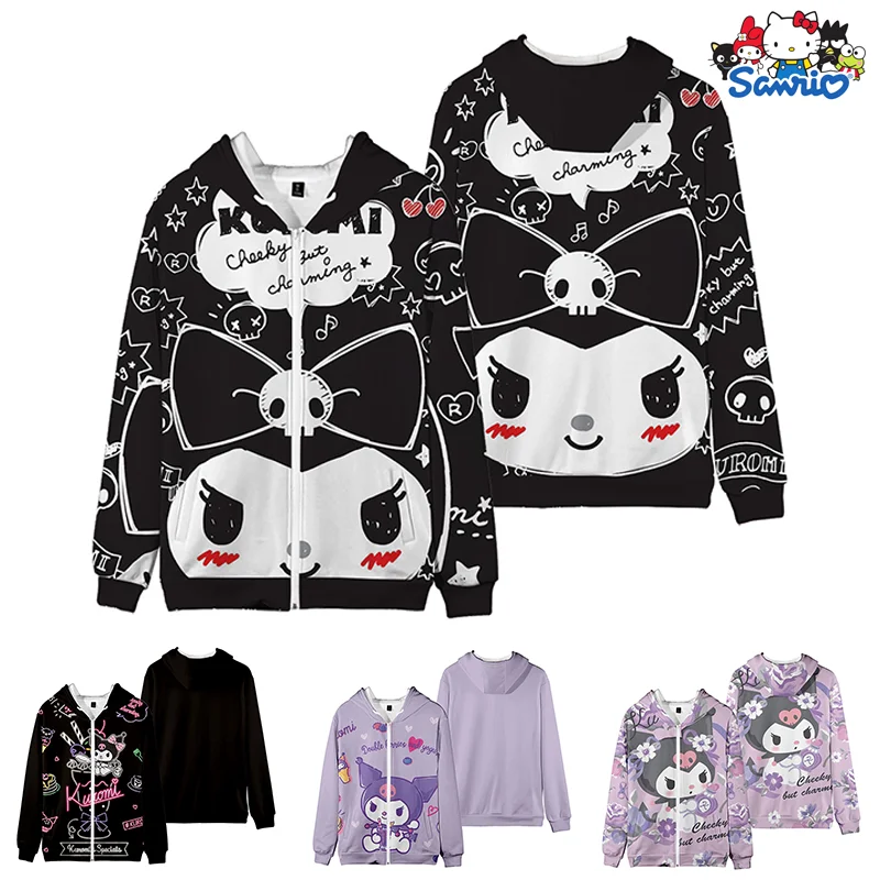 

Kuromi Printed Hoodie Sanrios Harajuku Sweatshirt Autumn Winter Women Loose Student Casual Y2k Pullover Loose Oversized Clothes