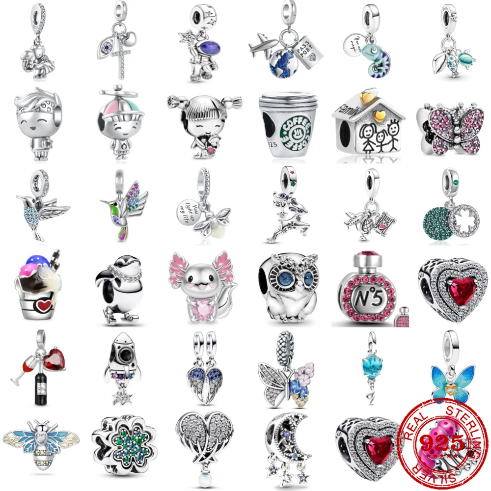 Nuovo 925 Sterling Silver Rocket Cup Farfalla Uccello Ciondolo Charm Bead Fit Originale Pandora Bracciale Gingillo Gioielli Donna Fai Da Te