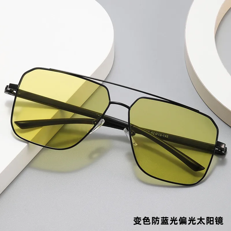 

Anti-high Beam Night Vision Discoloration Anti-blue Polarized Sunglasses Men's Metal Sunshade Driving Sunglasses Fishing Glasses