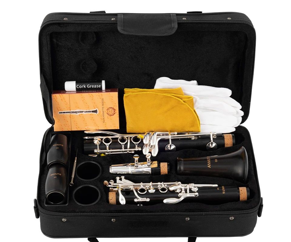 Description Picture 2 of itemANMUTIG Clarinet Bb Ebony 17 Keys Silver Plated Buttons Wood Grenadilla Clarinet G53
