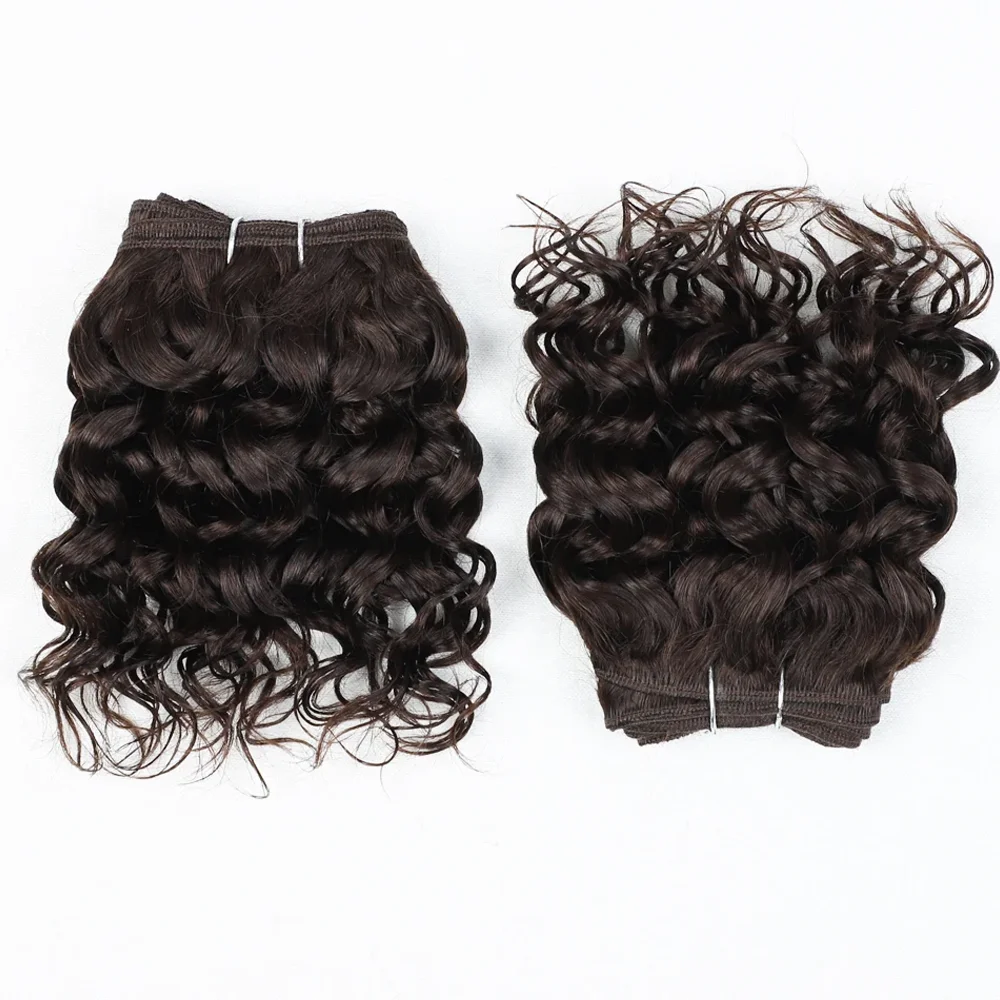 2pcs Short Curly Hair Bundles Brazilian Hair Weave Bundles Human Extension Human Short Curly