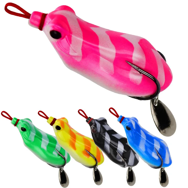 Weihethunder Frog 6 Cm13G Fake Bait Silkworm Frog Double Hook Belt Paillettes Hit Blackfish Frog Esche Da Pesca