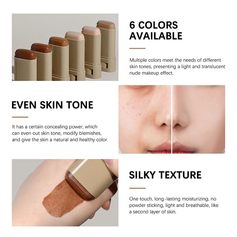 Stick Foundation Balm Serum Boosted Skin Tint Foundation Stick Smooth Plumper Hight Coverage New