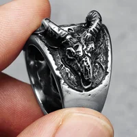 Satan Pentagram Men Rings 316L Stainless Steel Punk Hell Rock Demon Rap Party for Biker Male Friend Jewelry Best Gift Wholesale 2