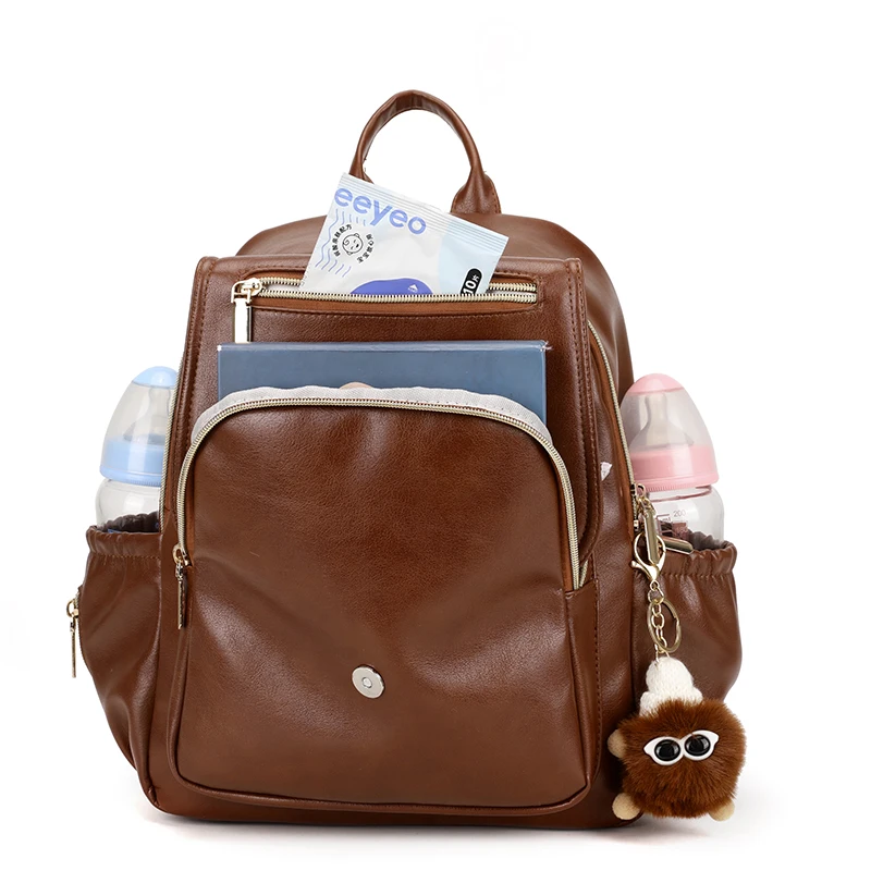 Pu Leather Diaper Bag Backpack Waterproof Maternity Bag for Stroller Baby Mummy Bags PU Nappy Bag Large Capacity Bottle bag 5