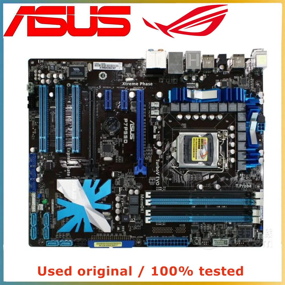 

Для Intel P55 для ASUS P7P55D компьютерная материнская плата LGA 1156 DDR3 16G десктопная материнская плата SATA II PCI-E 2,0 X16