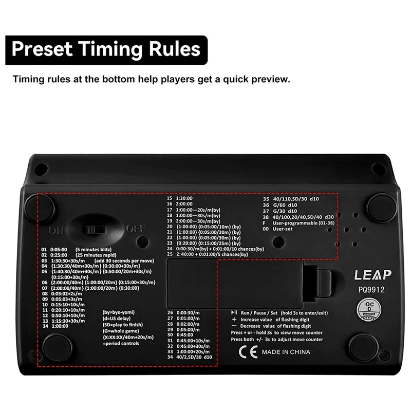 3X LEAP Chess Clock Advanced Digital Chess Timer With 7 Type 38 Timing Set Modes Professional Clock Game Timer