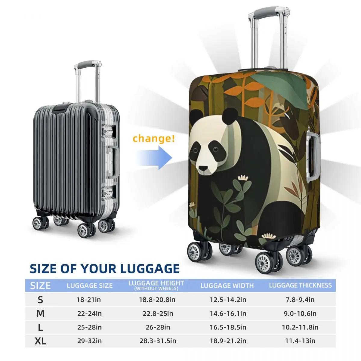 Panda Suitcase Cover Modern Art Cruise Trip Protection Vacation Elastic Luggage Accesories