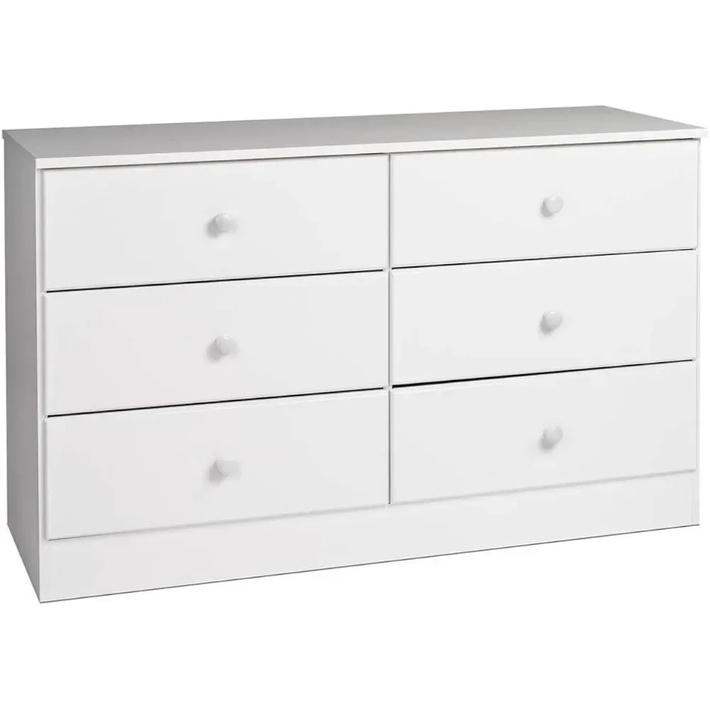 

Vanity Table for Makeup Desk Astrid 6 Drawer Double Dresser For Bedroom 16”D X 47.25“W X 28.25” H Dressing Table Woman White