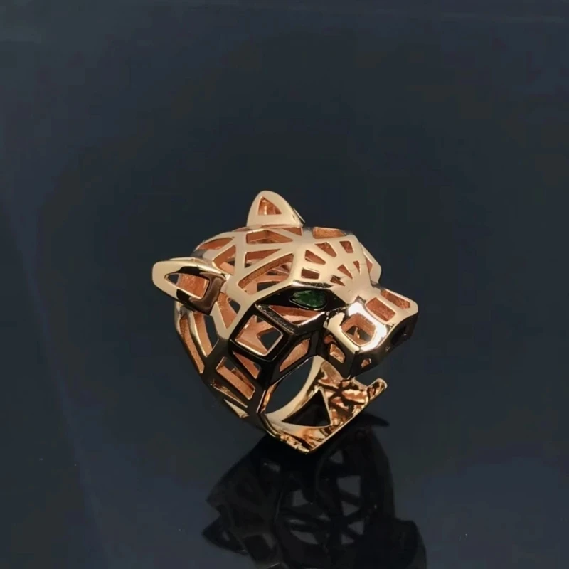 Hot new 925 sterling silver Hollow leopard ring for ladies personality trend luxury brand jewelry party gift