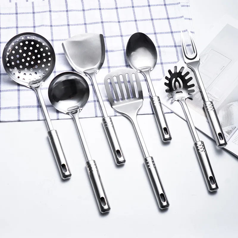 Kitchen Utensils 7PCS Full Set Stainless Steel Kitchen Utensils Anti Scalding Handle Cooking Supplies