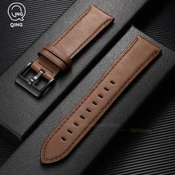 Elegant Universal 22mm Leather Watch Band - Premium Business Strap - Rose Gold Buckle (Brown)