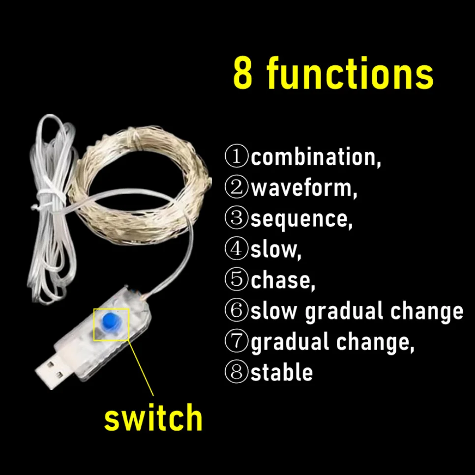 Enchanting Silver Line USB Fairy Lights - Festive LED String Illumination for Holidays and Special Occasions