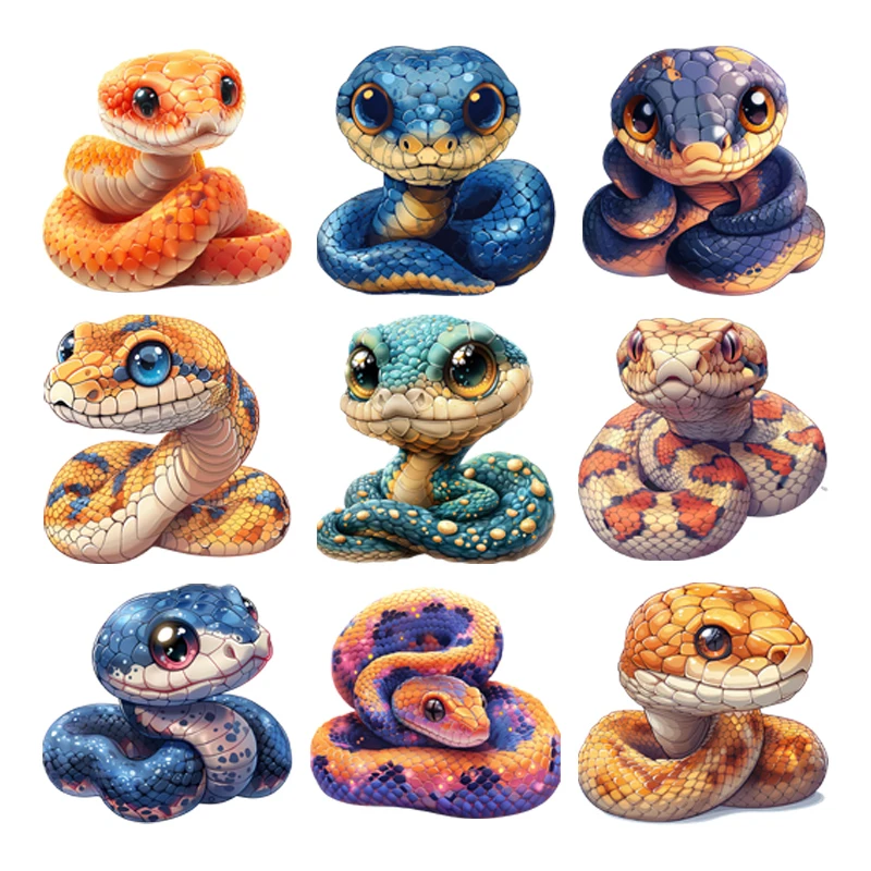 The color beautiful snake baby heat transfer stickers DTF children Applique for clothes washable made clothing patches
