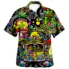 Men's Vocation Lapel Camisa 3d Printed Wine Glass Fashion Oversized Hawaiian Shirts Men Women Summer Beach Short Sleeve Blouse 1