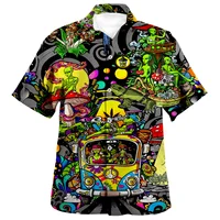 Men's Vocation Lapel Camisa 3d Printed Wine Glass Fashion Oversized Hawaiian Shirts Men Women Summer Beach Short Sleeve Blouse 1